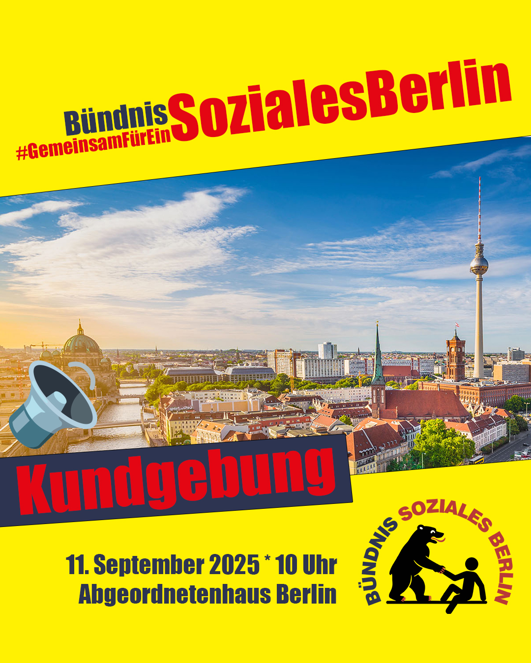 Plakat für die Kundgebung - soziales Berlin 110925