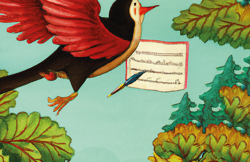 Illustration - Vogel, der ein Brief trägt